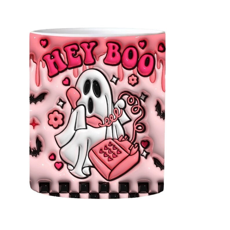 Colorful Halloween Themed Ceramic Coffee Mug in Various Colors-Theone Apparel