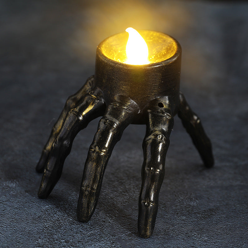 Disembodied Hand Metallic Lantern with False Flame Halloween Decoration-Theone Apparel
