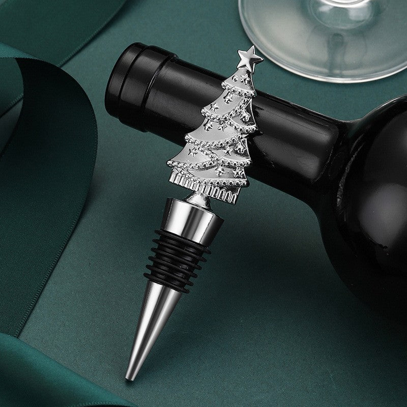 Elegant Christmas Tree PVC & Zinc Alloy Wine Bottle Stopper in Assorted Finishes-Theone Apparel