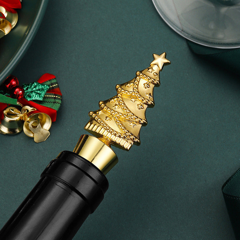Elegant Christmas Tree PVC & Zinc Alloy Wine Bottle Stopper in Assorted Finishes-Theone Apparel