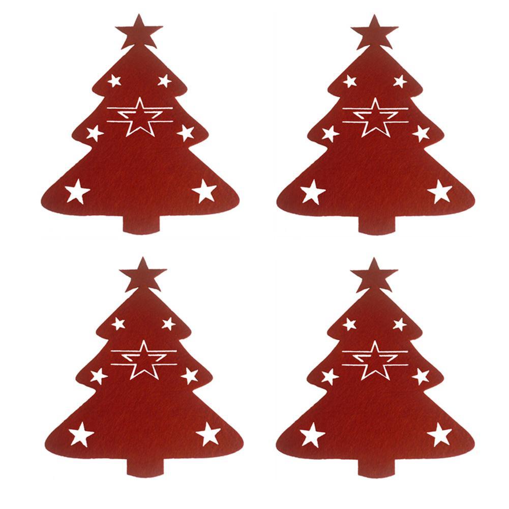 Fabric Christmas Tree & Star Holiday Dinner Silverware Holder Set in Assorted Quantities-Theone Apparel