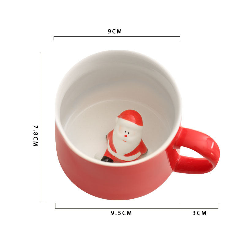 Festive Christmas Red Peek-a-Boo Figurine Wide-Mouth Ceramic Coffee Mug in Assorted Styles-Santa Claus-Theone Apparel
