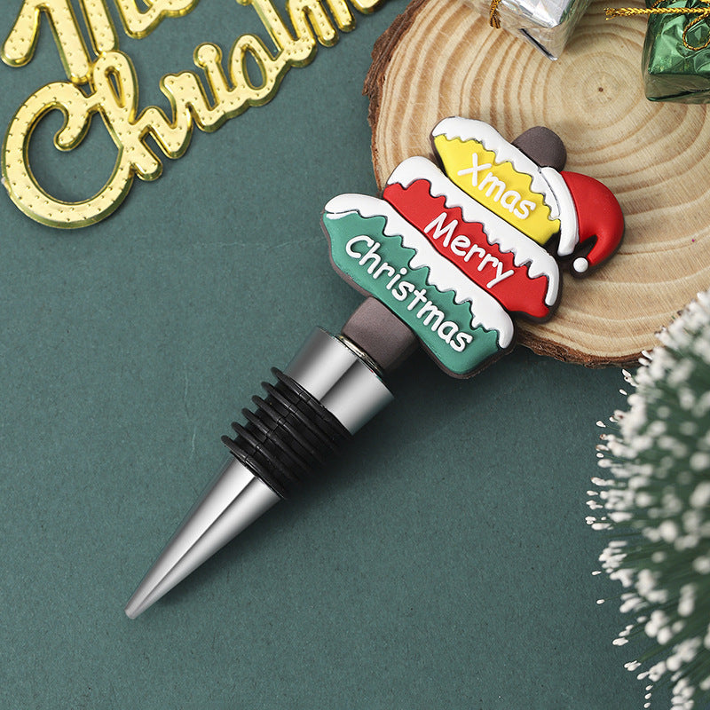Festive Christmas-Themed PVC & Aluminum Wine Bottle Stopper in Assorted Styles-Style 5-Theone Apparel