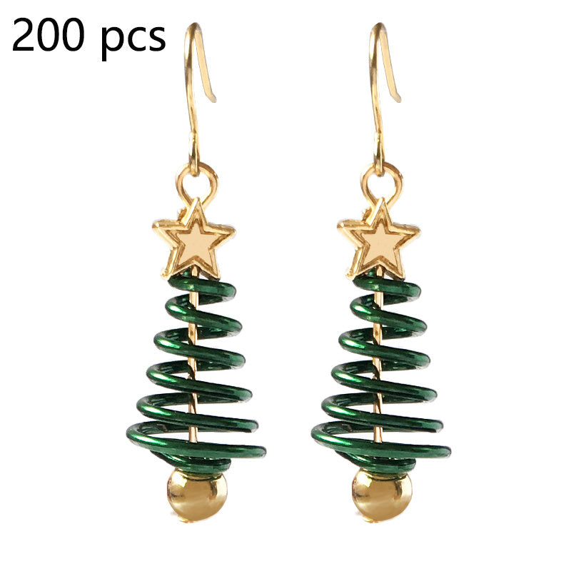 Festive Spiral Christmas Tree Drop Earrings with Golden Stud-Theone Apparel