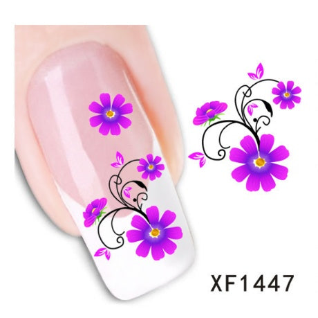 Floral and Botanical Black Nail Stickers for At Home Nails-XF1447-Theone Apparel