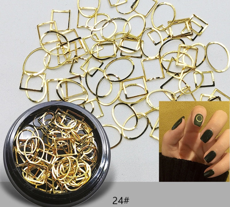 Geometric Golden Toned Metallic Stickers for Nail Decoration-24style-Theone Apparel