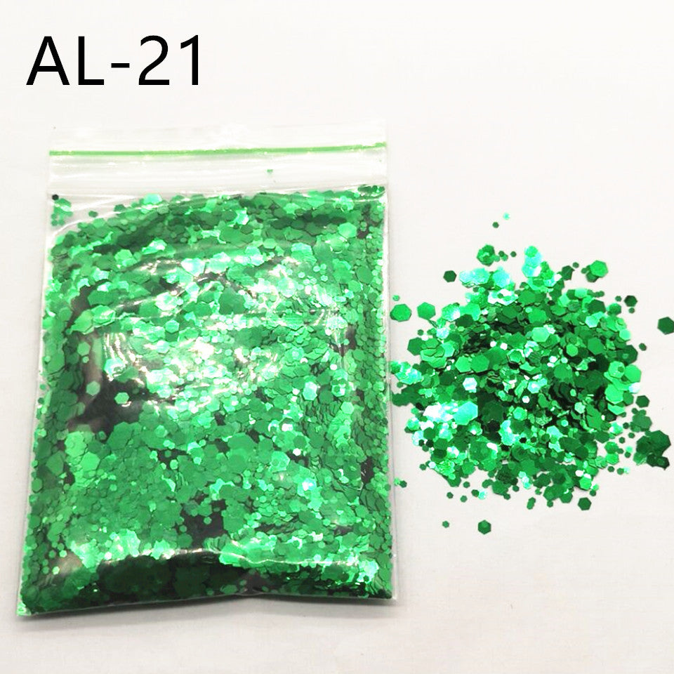 Glittery Sequin Nail Powder for Nail Art and Decoration-AL Green-Theone Apparel