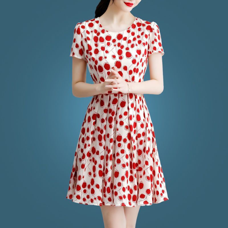 High-End Polka Dot Ice Silk Dress for Luxurious Summer Styling-Theone Apparel