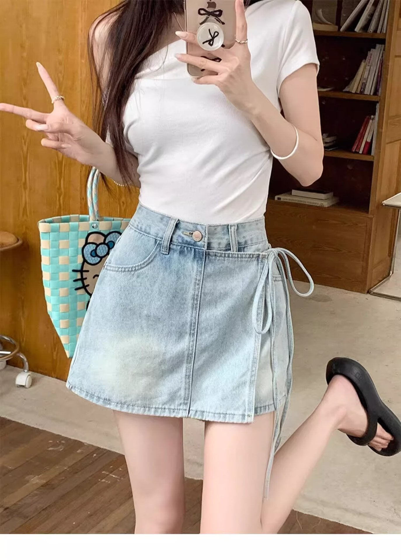 High Waist Denim Skirt Shorts For Playful Summer Outfits-Theone Apparel