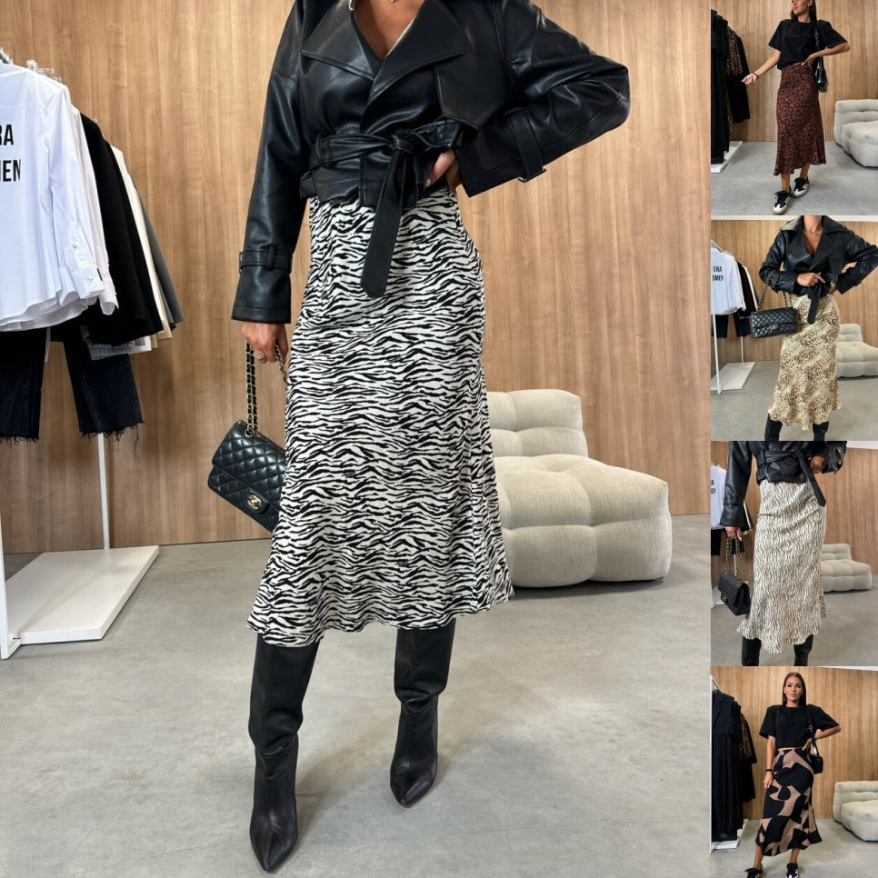 High Waist Slimming Printed Skirt For Confident Style-Theone Apparel
