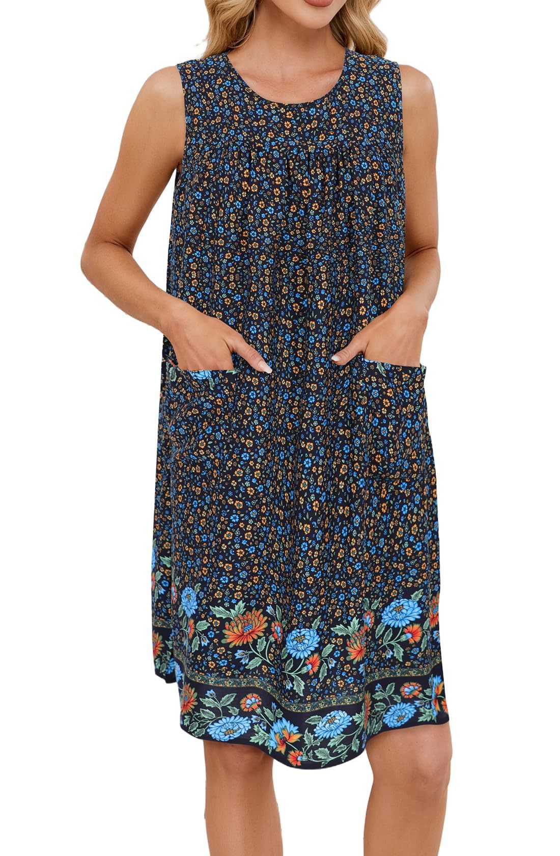 Light Green Floral Dress with Pockets and Chic Vibe-Black-Theone Apparel