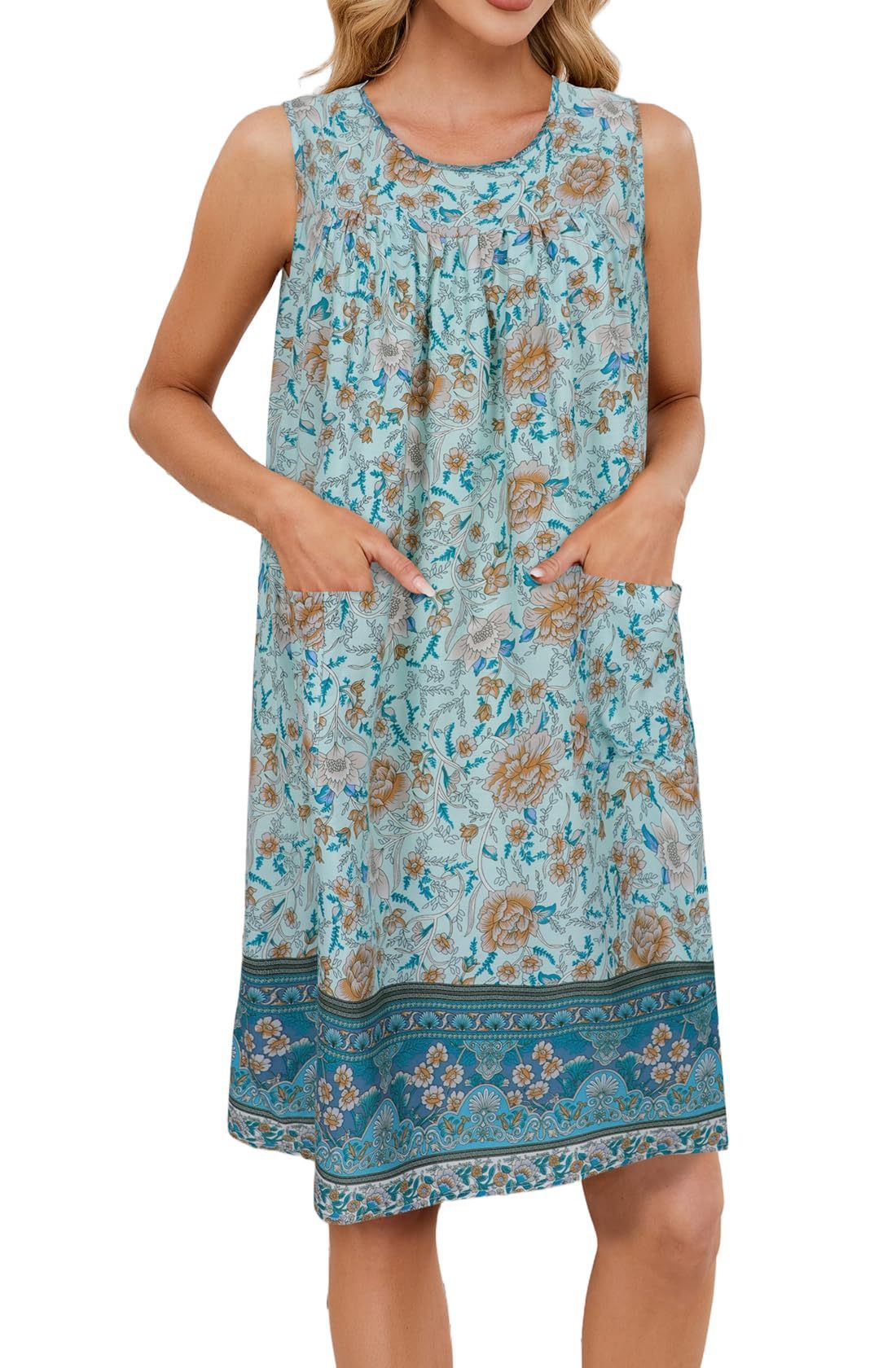 Light Green Floral Dress with Pockets and Chic Vibe-Light Green-Theone Apparel