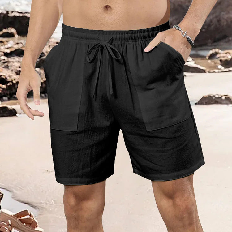 Lightweight Cotton-Linen Shorts for Effortless Global Summer Style-Black-Theone Apparel