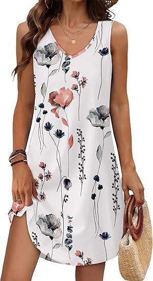 Loose Floral V-Neck Holiday Dress for Effortless Summer Getaways-Theone Apparel