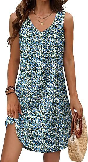 Loose Floral V-Neck Holiday Dress for Effortless Summer Getaways-Peacock Green-Theone Apparel