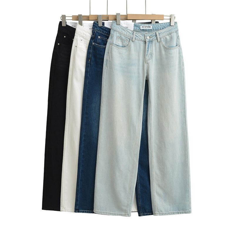 Low Waist Straight Loose Denim Mop Trousers-Theone Apparel