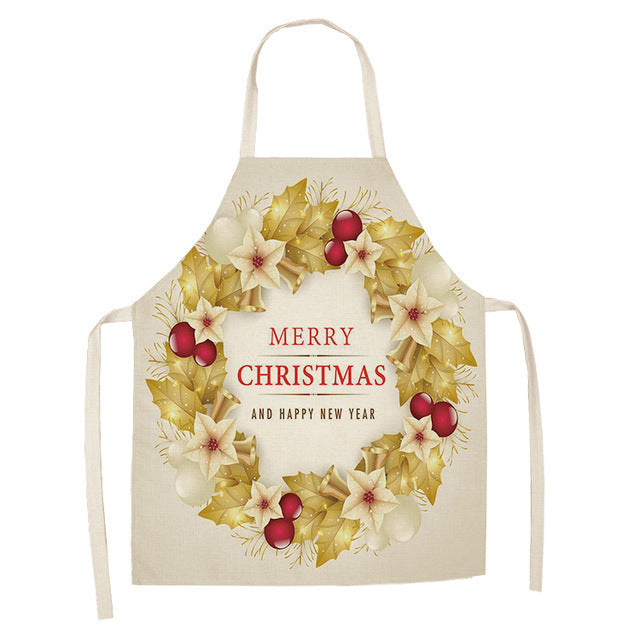 Merry Christmas Cotton-Linen Blend Self-Tie Adjustable Apron in Assorted Styles-Style 1-Theone Apparel