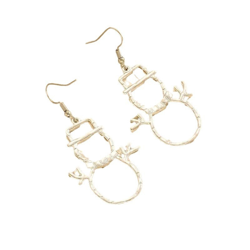 Modern Silver-Tone Hammered Snowman Jewelry - Dangle Earrings & Necklace Sold Separately-Theone Apparel