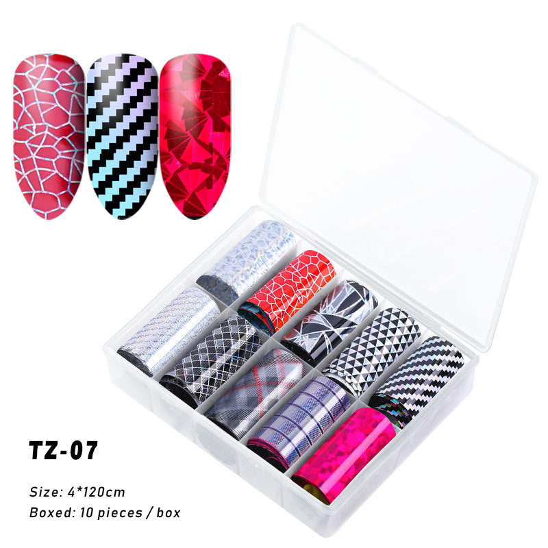 Multicolored and Multipatterned Nail Wraps 10 Piece Set-Theone Apparel