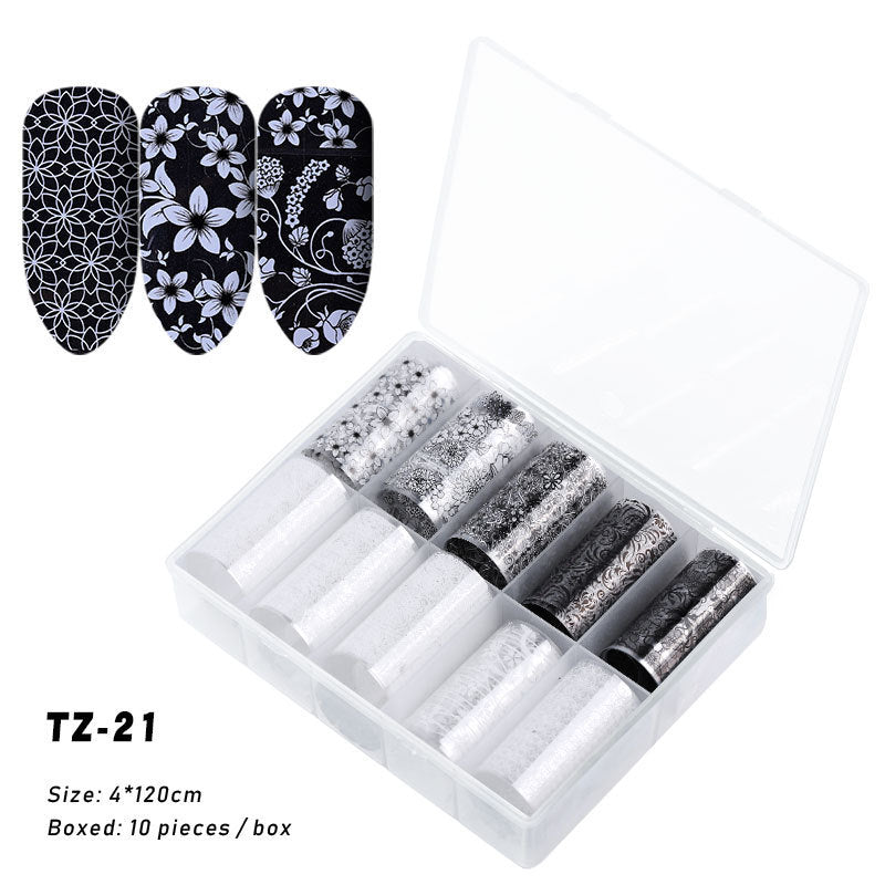 Multicolored and Multipatterned Nail Wraps 10 Piece Set-TZ21-Theone Apparel