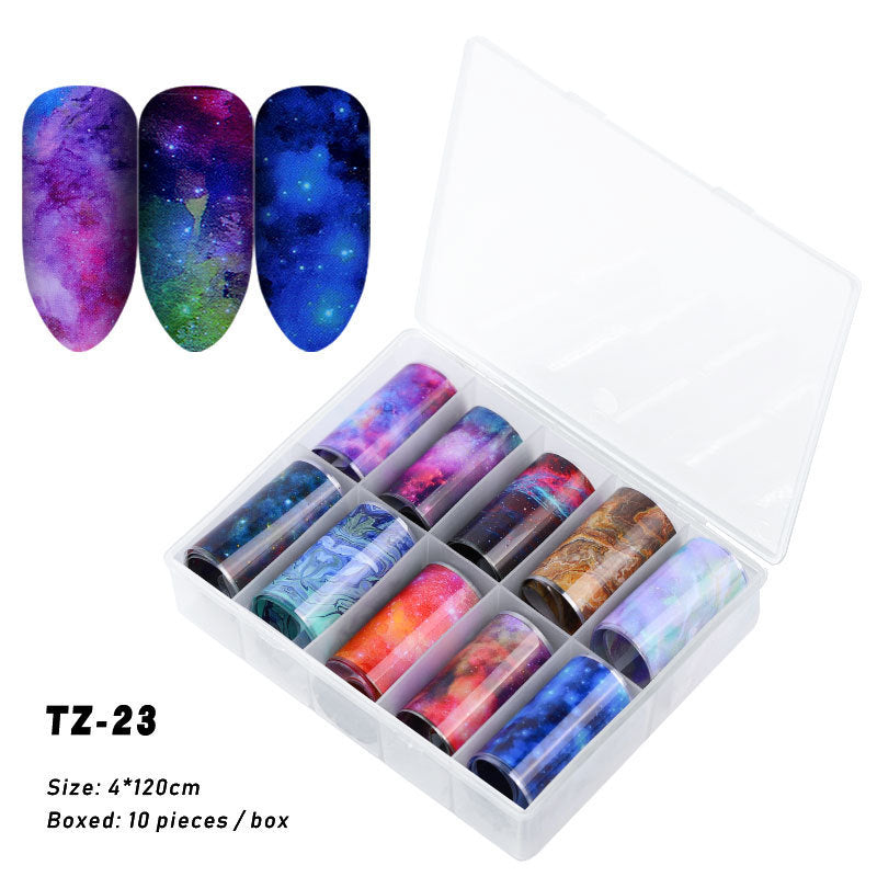 Multicolored and Multipatterned Nail Wraps 10 Piece Set-TZ23-Theone Apparel