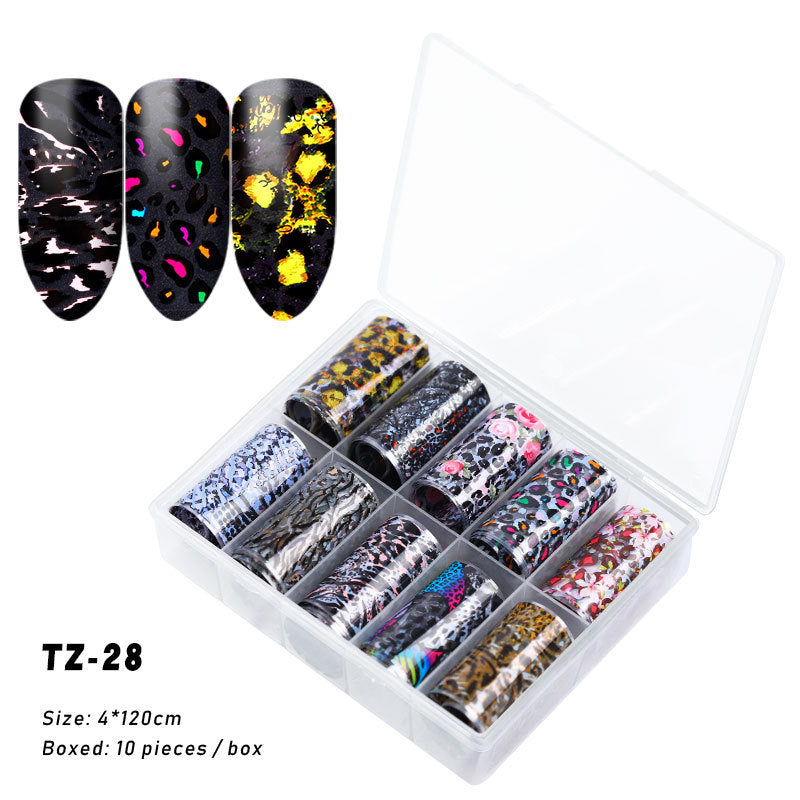Multicolored and Multipatterned Nail Wraps 10 Piece Set-TZ28-Theone Apparel