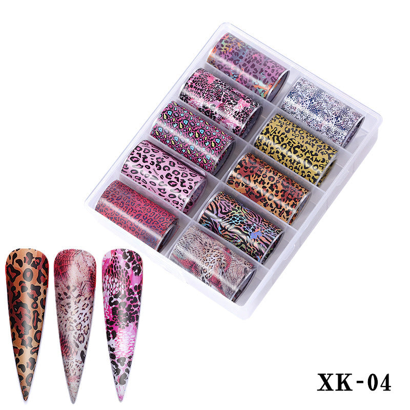 Multicolored and Multipatterned Nail Wraps 10 Piece Set-XK04-Theone Apparel