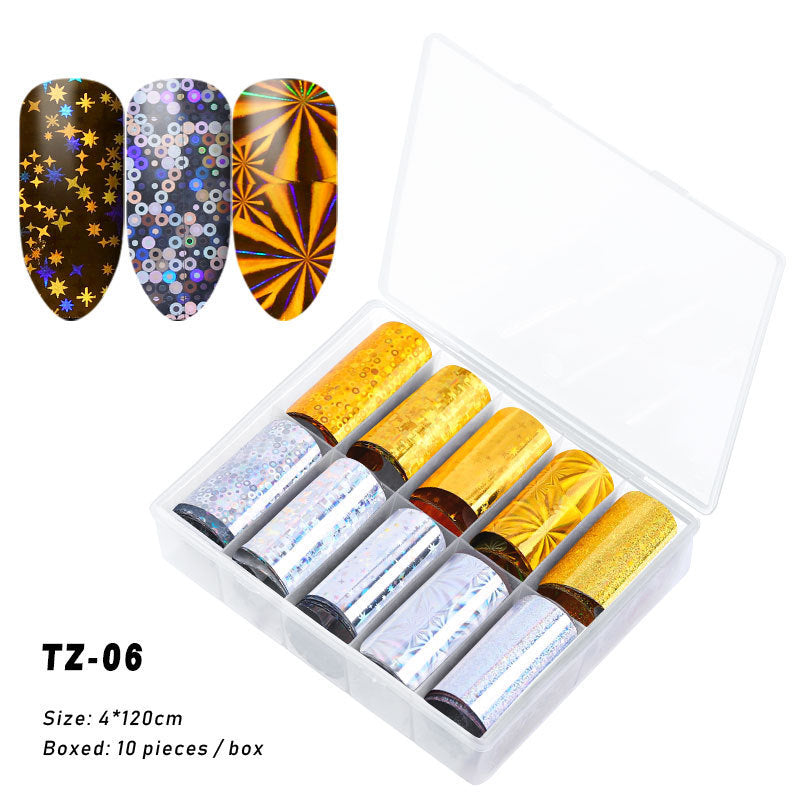 Multicolored and Multipatterned Nail Wraps 10 Piece Set-TZ06-Theone Apparel
