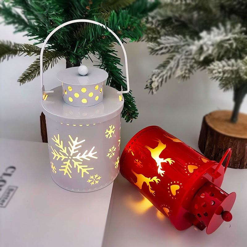 Nordic Style Metallic Can Christmas Themed Lantern Lights with LED Bulbs-Theone Apparel