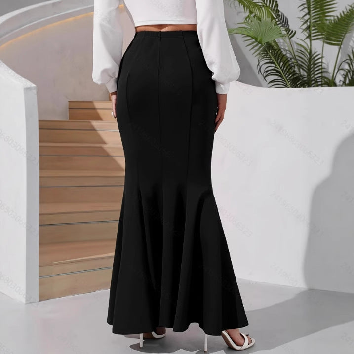 Polyester Sheath Fishtail Skirt For Elegant Modern Style-Theone Apparel