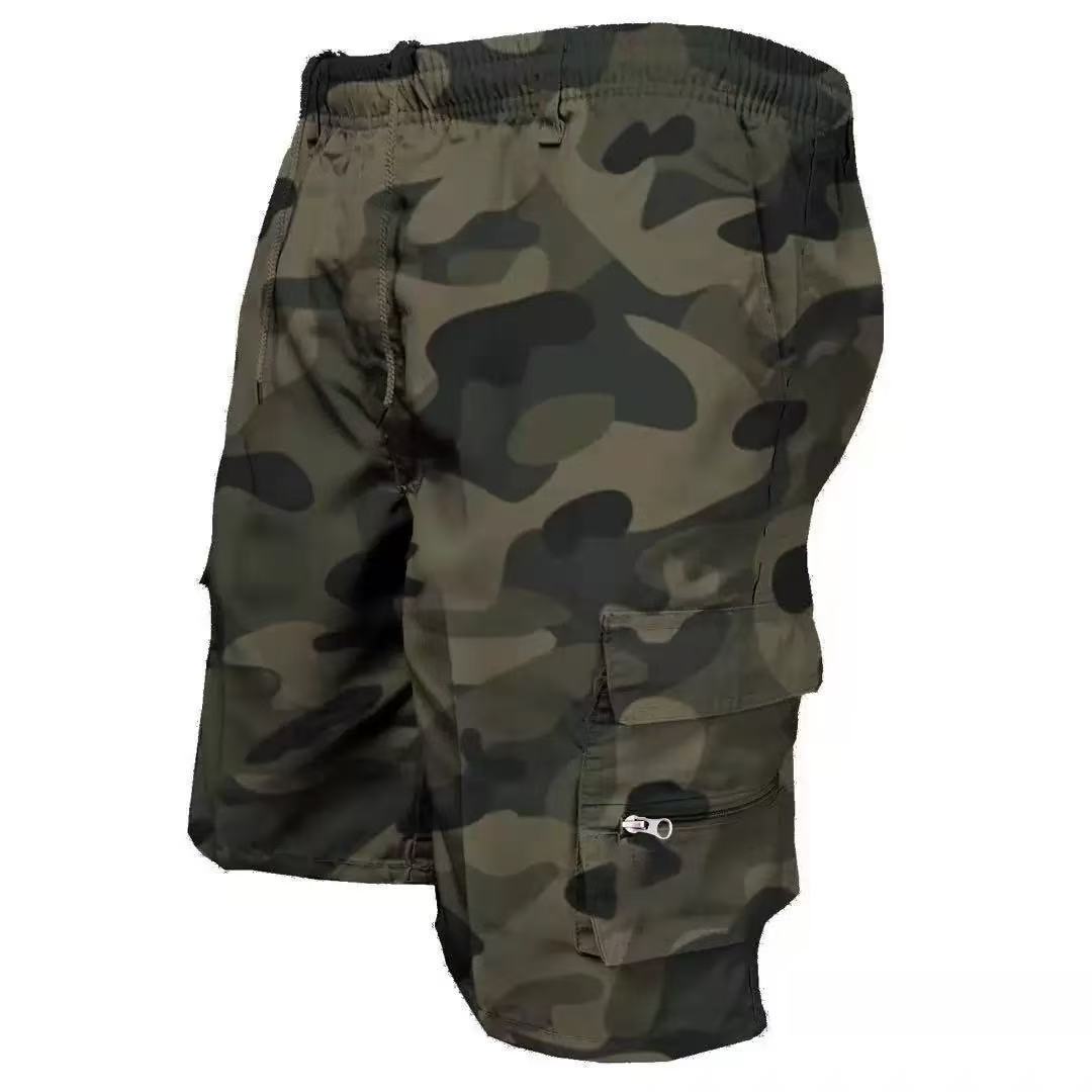 Relaxed Fit Casual Work Shorts for Summer All-Day Comfort-Camouflage Green-Theone Apparel