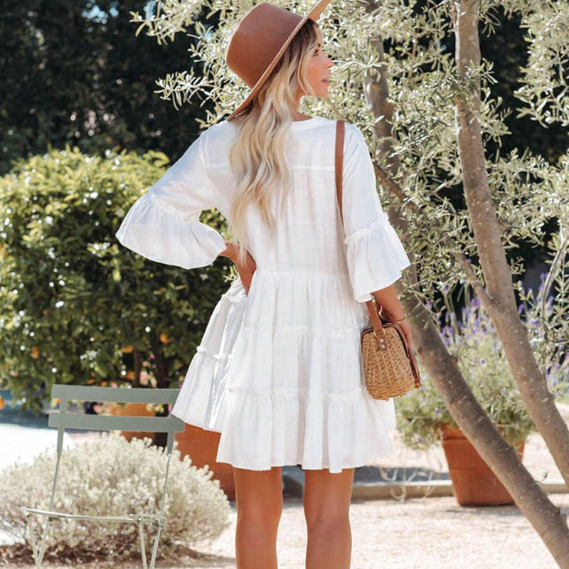 Seaside Vacation Three-Piece Set with Bikini, Skirt, Blouse-Theone Apparel