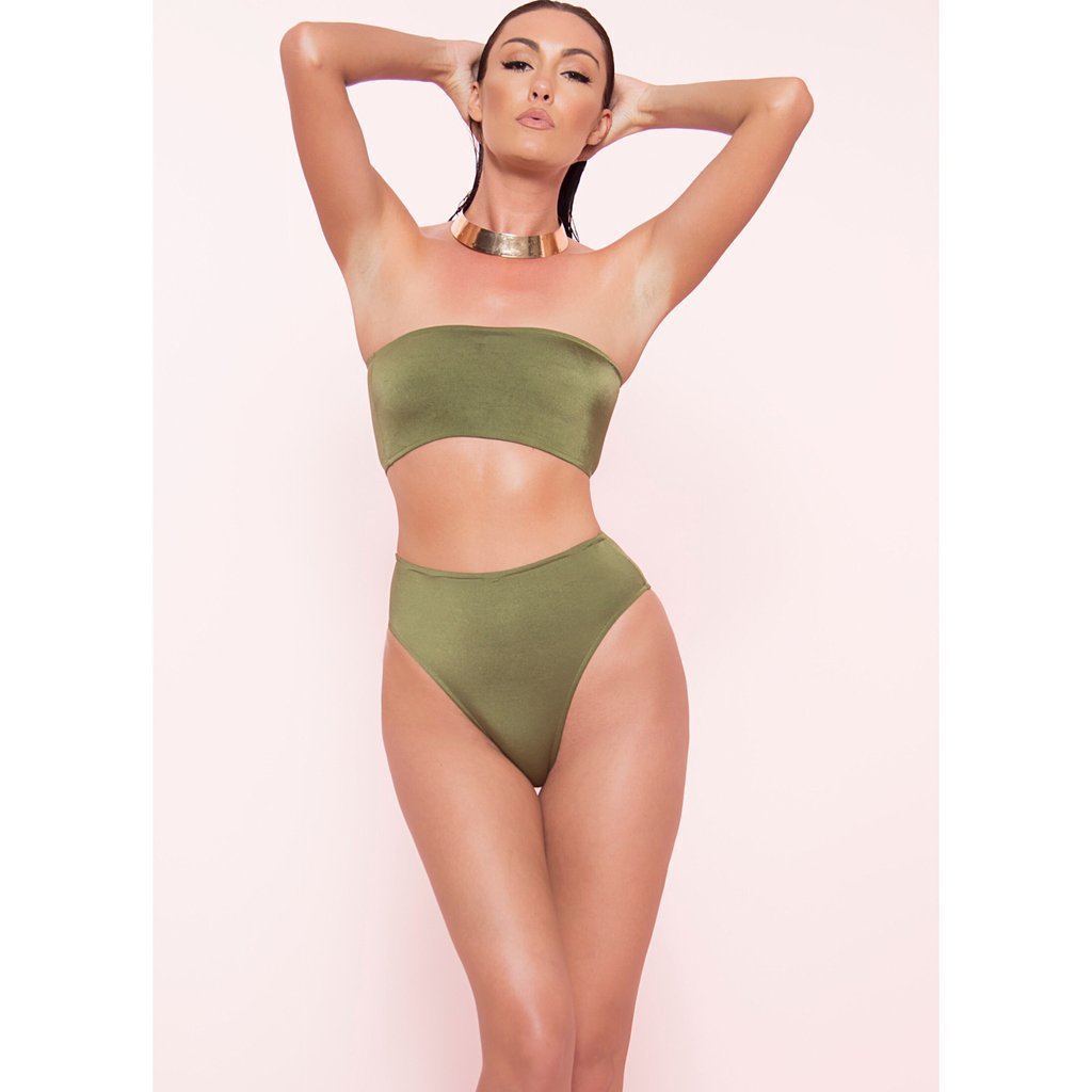 Sexy Two-Piece Tube Top Bikini Set for Ultimate Attraction-Army Green-Theone Apparel