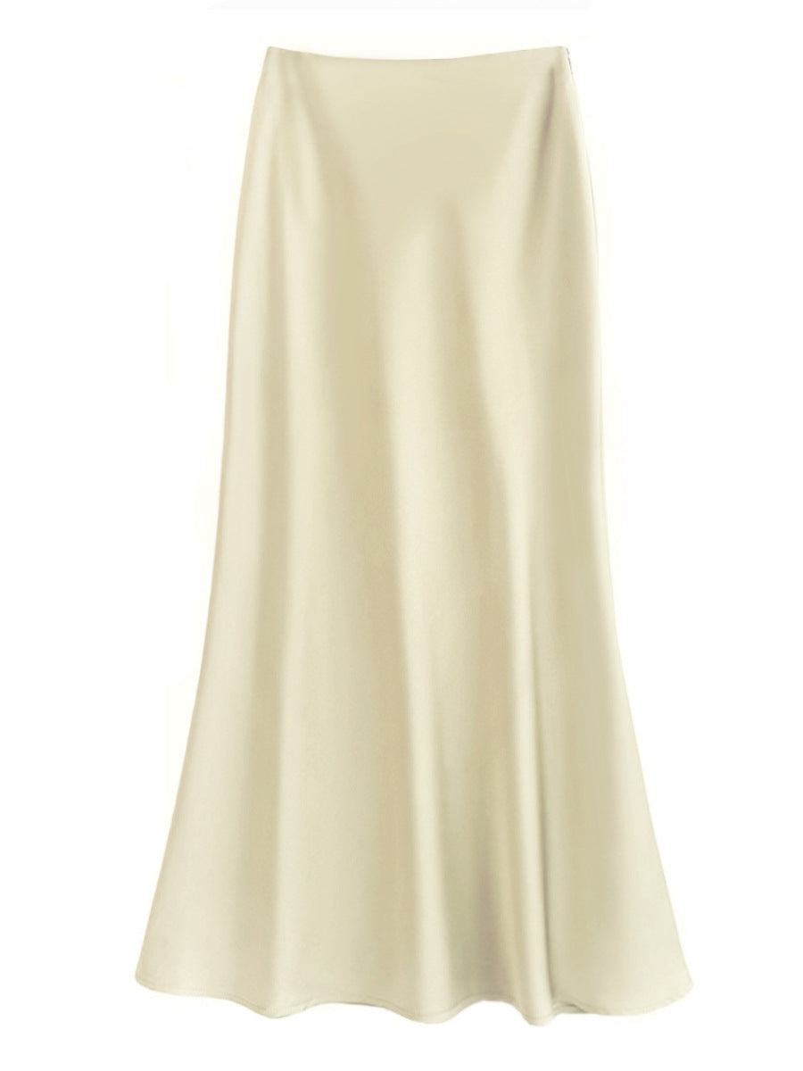 Sheath Fishtail A-Line Mid Skirt With Elegant Flow-Apricot-Theone Apparel