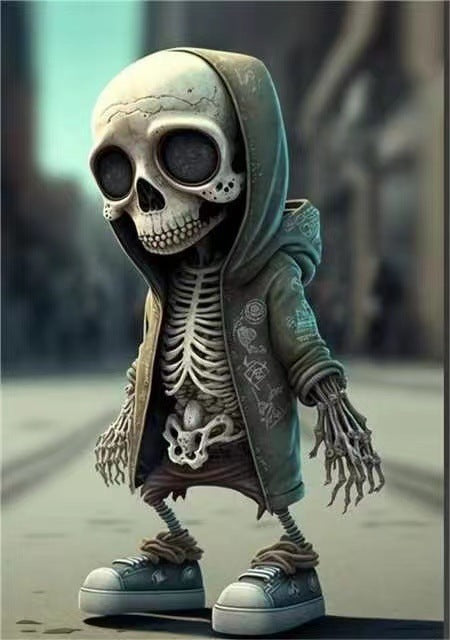 Skeleton Halloween Decoration in a Hoodie with Sneakers-Style C-Theone Apparel