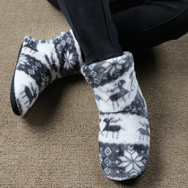 Soft Ankle Height House Slipper Booties in Various Patterns and Colors-Theone Apparel