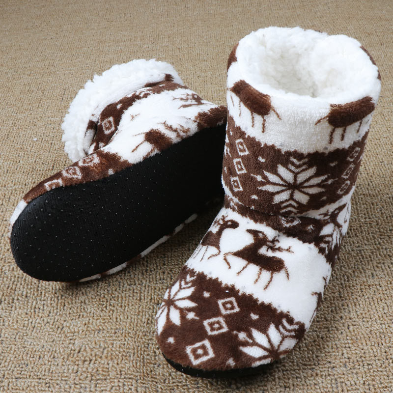 Soft Ankle Height House Slipper Booties in Various Patterns and Colors-Coffee-Theone Apparel