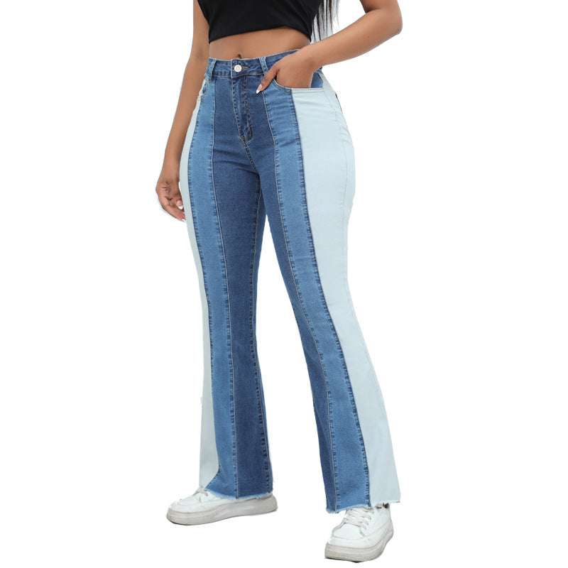 Stretch Bell-Bottom Jeans with Retro Wide-Leg Swing-Theone Apparel