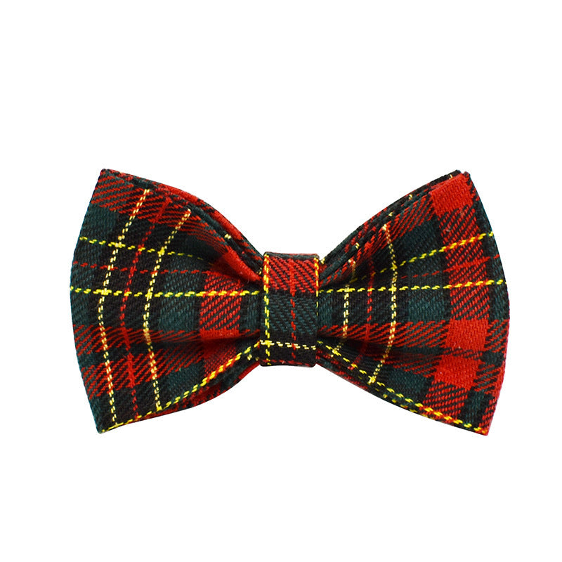Tartan Plaid Christmas Holiday Bow Dog Leash Collar Harness-Bow-Theone Apparel