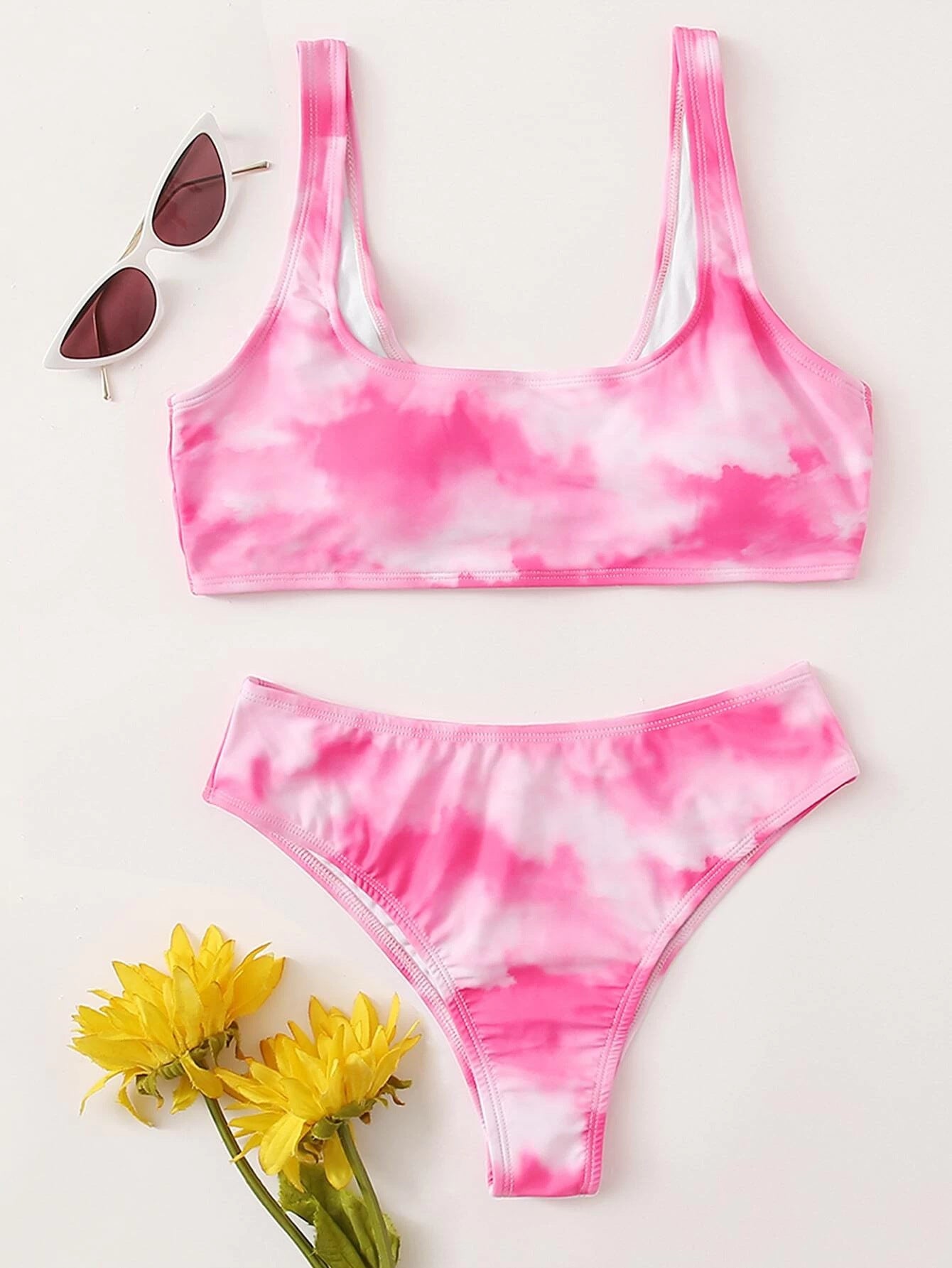 Tie-Dye Vest Split Bikini for Vibrant Beach Fun-Theone Apparel
