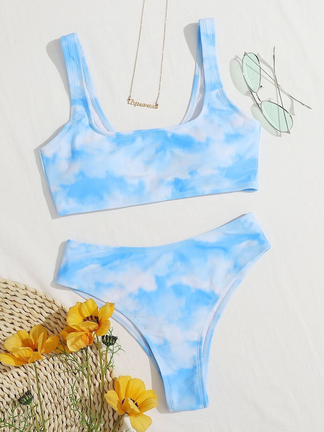 Tie-Dye Vest Split Bikini for Vibrant Beach Fun-Theone Apparel