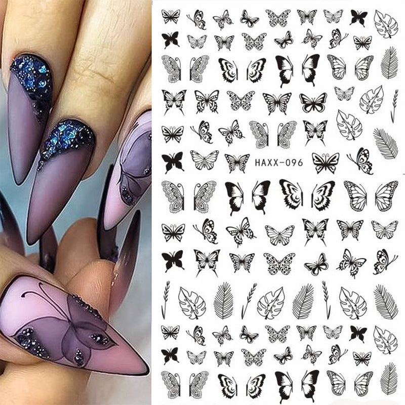Transparent Black Butterfly Nail Decoration for Accent Nails-Theone Apparel