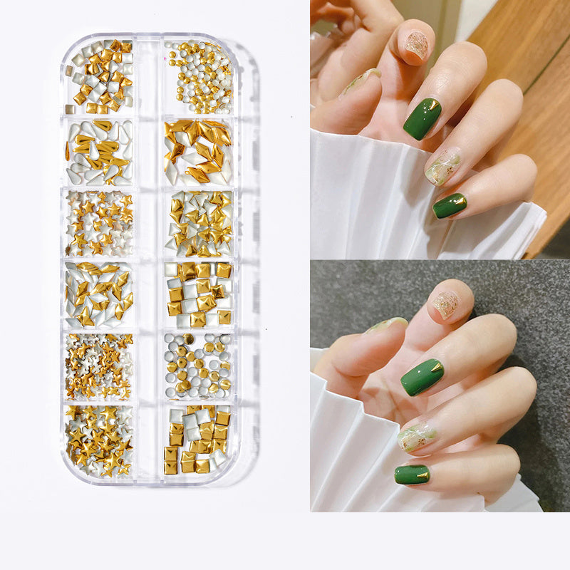 White and Silver 3D Pearl and Butterfly Nail Adornments-Style 22-Theone Apparel