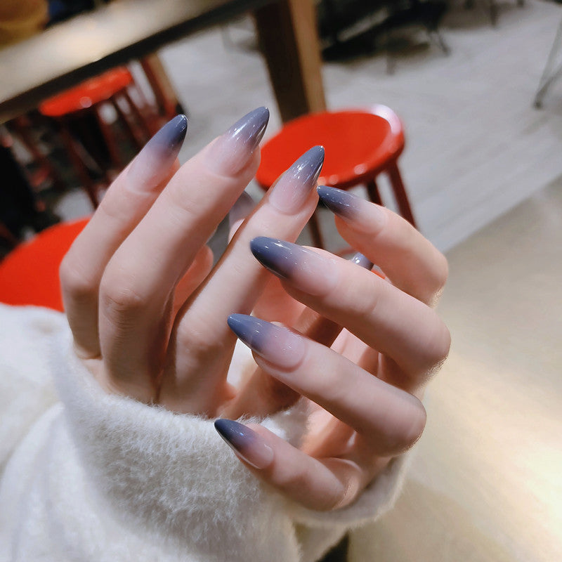 Women's Long Almond Shaped Nail Set with Gradient Colors-Blue-Theone Apparel