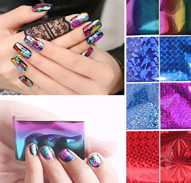 Women's Multicolor Paper Nail Wraps with Shiny Finish-20 Random Colors-Theone Apparel