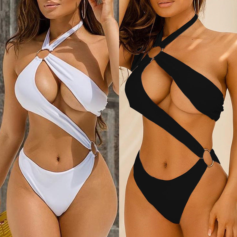 Women's Two Piece Asymmetrical Halter Neck Bikini Set-Theone Apparel