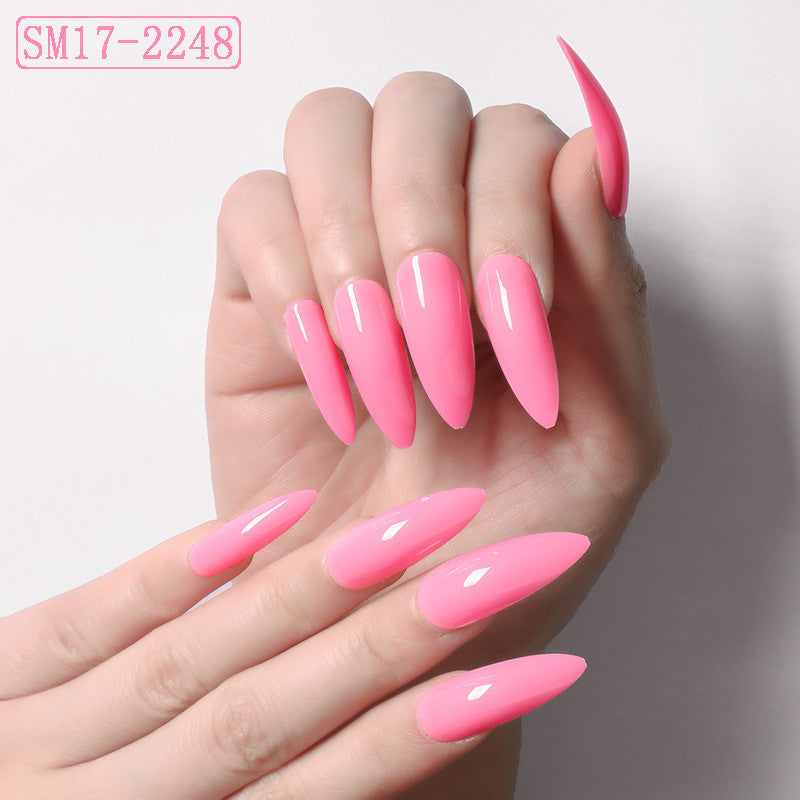 Women's Vibrant Long Round False Nail Set in Multiple Shades-Pink-Theone Apparel