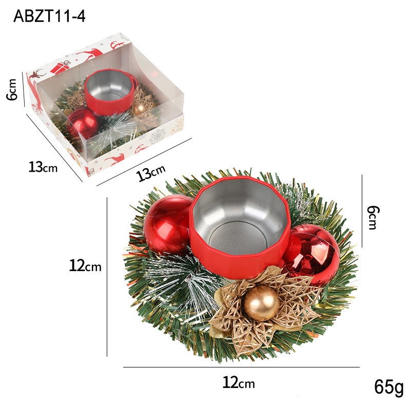 Wreath & Ornament Votive Candle Holder Christmas Centerpiece in Assorted Styles-Type D-Theone Apparel