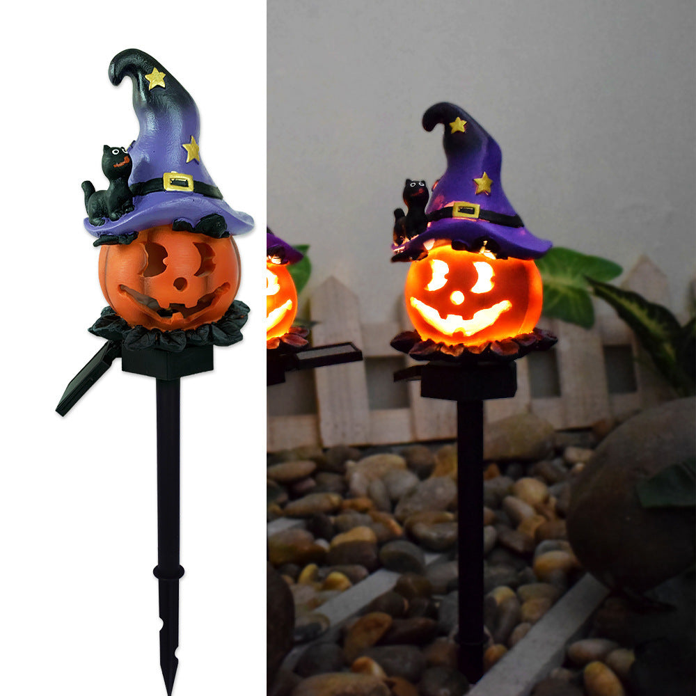 Pumpkin en Witch Hat Halloween Decoration Yard Posts