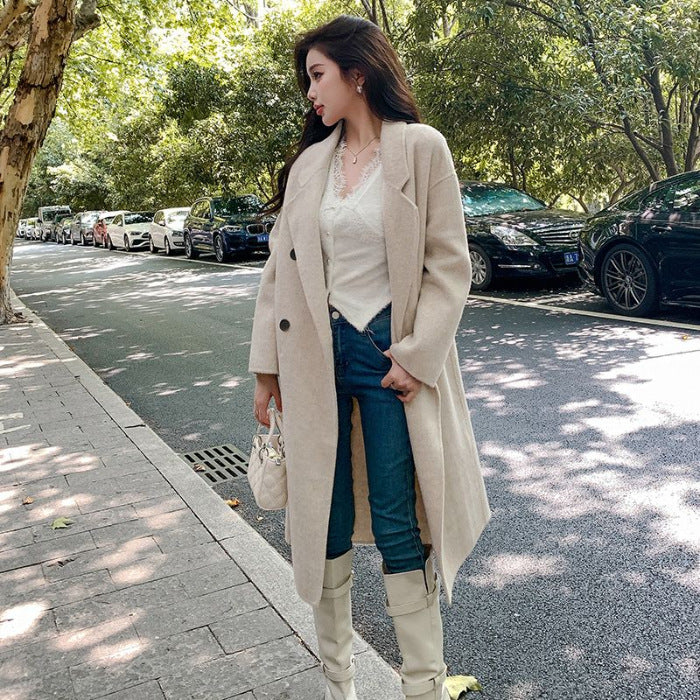 Double-faced Cashmere Wool Coat For Women In Autumn And Winter